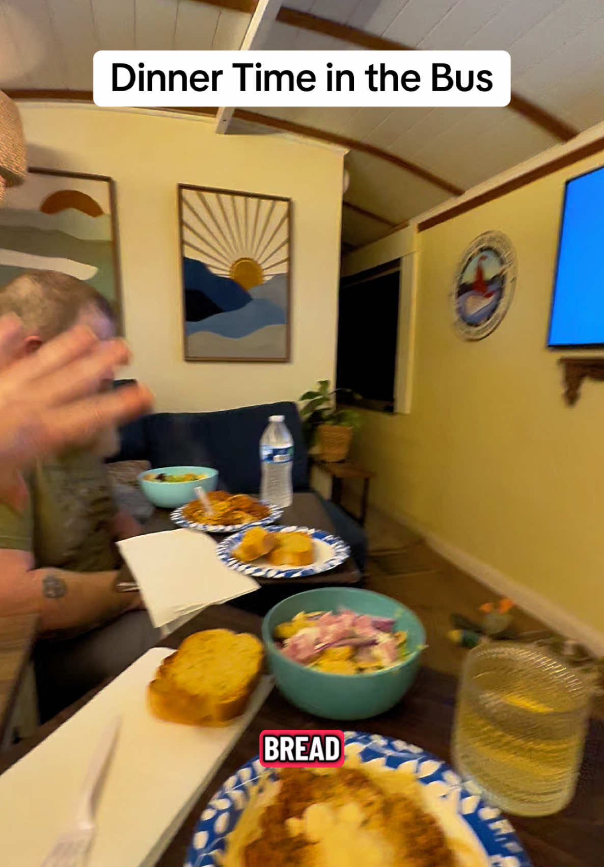 It’s dinner time in the bus! 