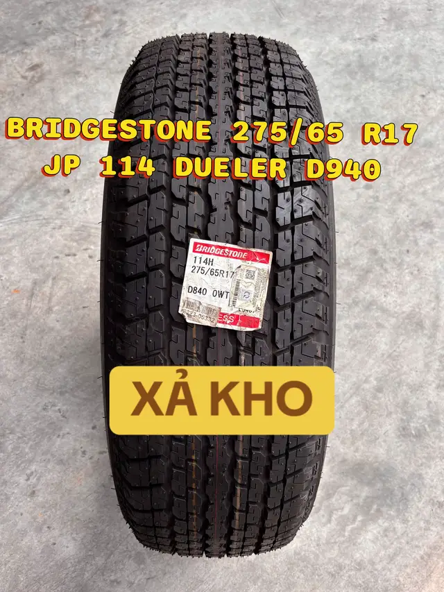 Xả kho Lốp Bridgestone 275/65 R17 114H JP Dueler D840, chính hãng, BH 7 năm, TPHCM 🥰 DATE 2023 chính hãng, TPHCM 🥰#trending #lopoto #tiktok #lopxeoto #giarebatngo 