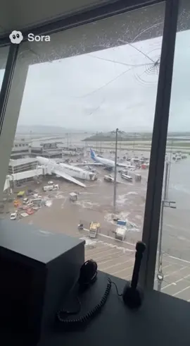 Jamaica airport from control tower showing destruction from category 5 hurricane Melissa#hurricane #jamaica #melissa #storm #airport