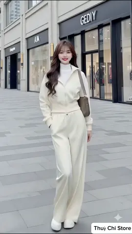 Set Thể Thao Nữ QC màu be kem, mặt trẻ trung nhưng vẫn tôn dáng. #setdonu #thoitrangnu #xuhuong #viral #thinhhanh   