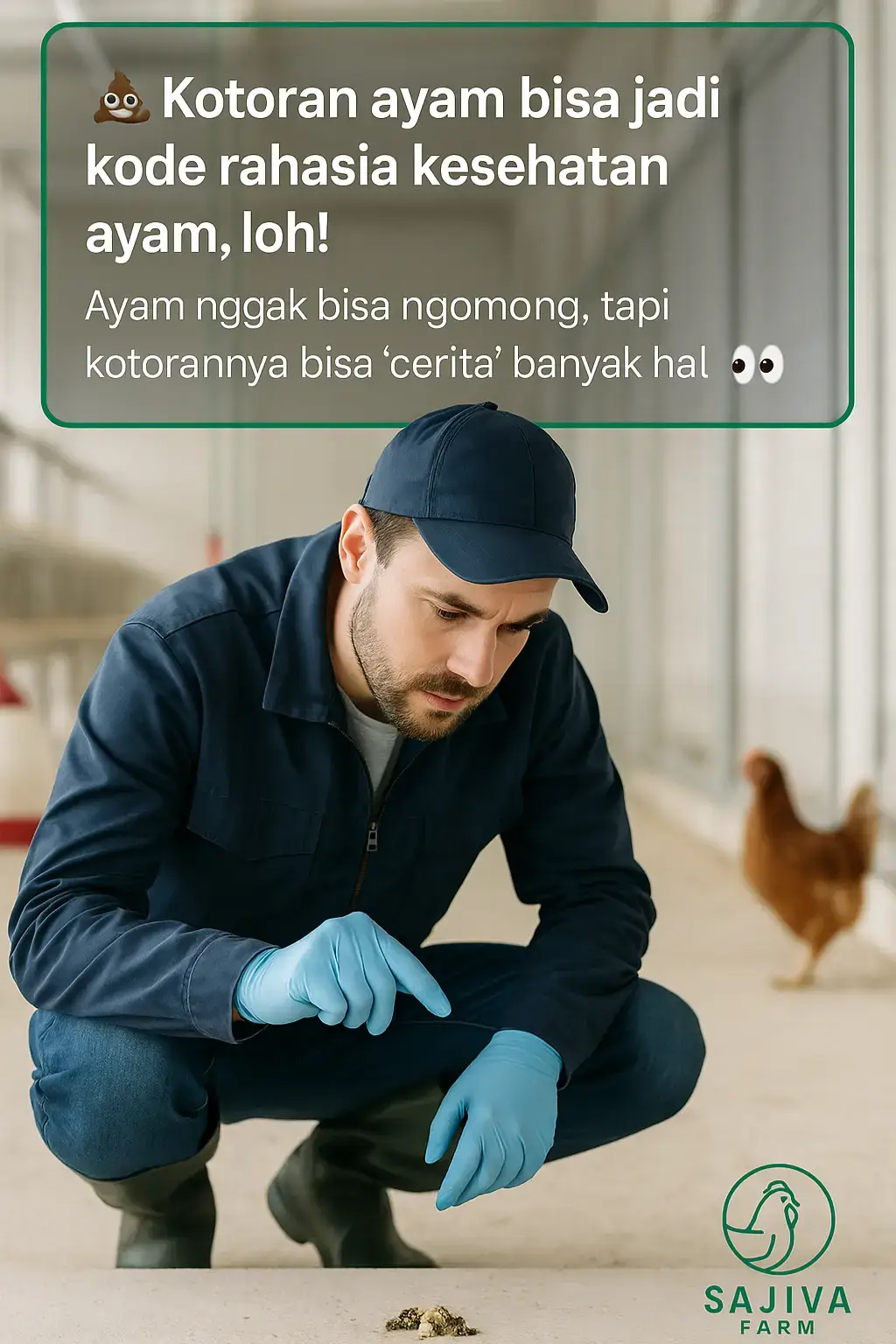 Cegah Sebelum Parah Dari warna, bentuk, dan teksturnya — kita bisa tahu apakah ayam sehat, stres, atau mulai kena penyakit. Mulai sekarang, jangan jijik dulu ya 😅… amati kotorannya, karena itu kode rahasia kondisi ayammu Kandang bersih, air minum segar, dan tambahan probiotik bisa bantu jaga pencernaan ayam tetap sehat. Kesehatan ayam dimulai dari hal kecil — termasuk perhatiannya dari kamu sebagai peternak 👨‍🌾💚 Kadang, tanda ayam sakit nggak selalu dari nafsu makan atau bulu kusam. Kotorannya bisa kasih “peringatan dini”! Makanya penting banget untuk amati tiap hari dan rawat kandang dengan benar. #SajivaFarm #EdukasiPeternak #AyamSehat #TipsPeternakan #PeternakMuda 