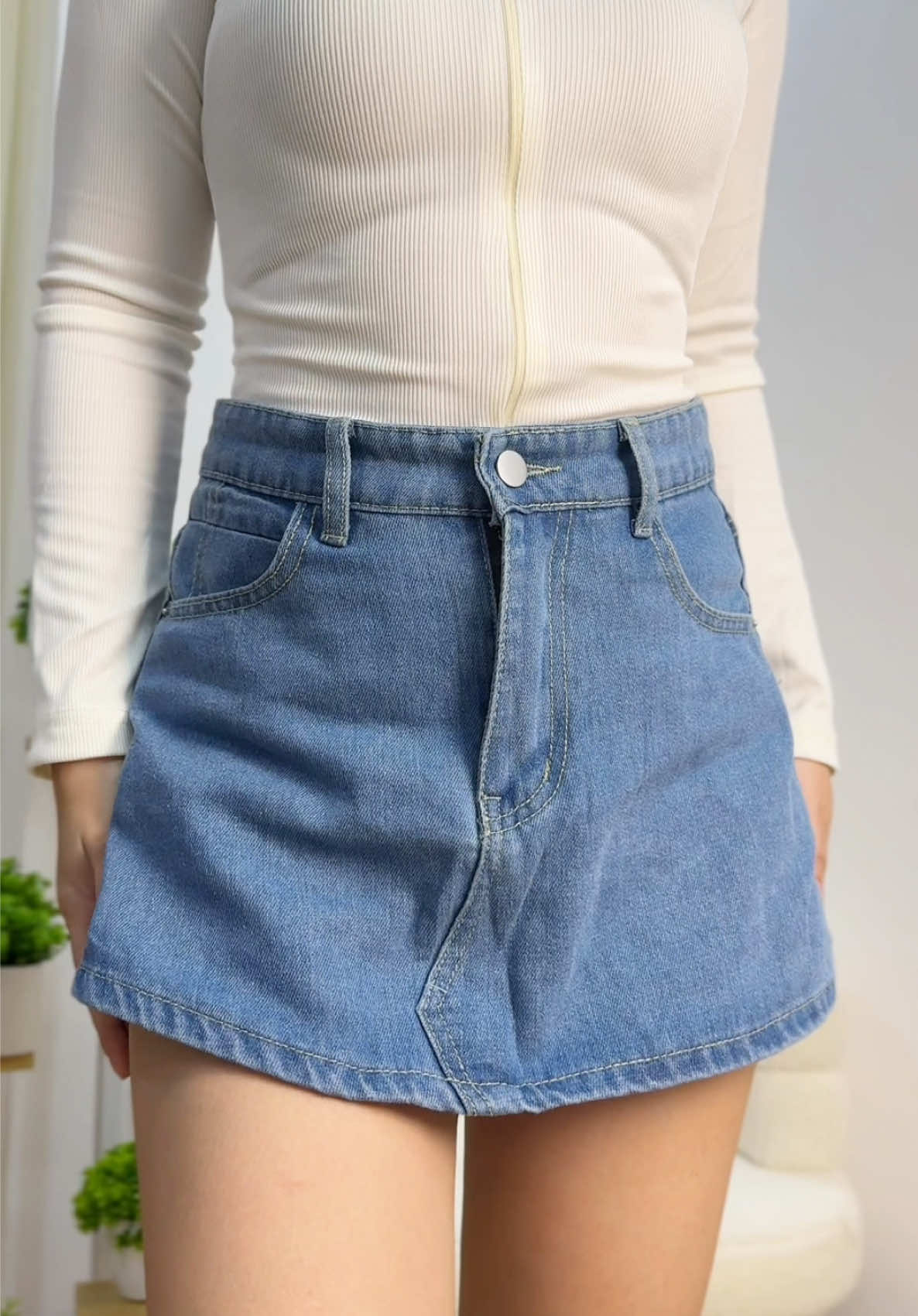 denim mini skort for women! #skort #denimskort 