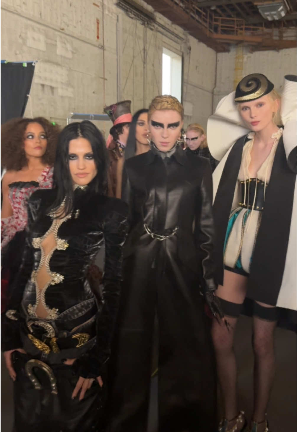 Ladies, take your places! #Gabbriette, #ColinJones, #AlexConsani, and #AmeliaGray hit a pose before walking to the #VogueWorld: Hollywood runway. 