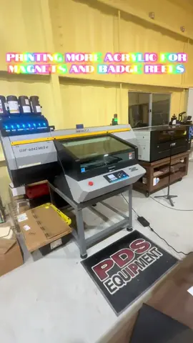 Printing acrylic for custom magnets, keychains, and badge reels is our new favorite thing. #customacrylic #custommagnets #physicalwatermarks #shirtmakersoftiktok #craftygirl 