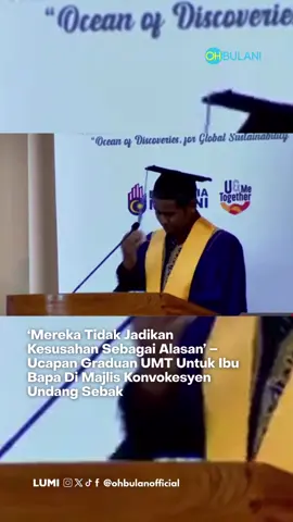 Ucapan seorang graduan Universiti Malaysia Terengganu (UMT) ketika majlis Istiadat Konvokesyen ke-23 UMT yang berlangsung baru-baru ini telah meruntun hati warganet #ohbulan #kinitrending #umt #graduan 