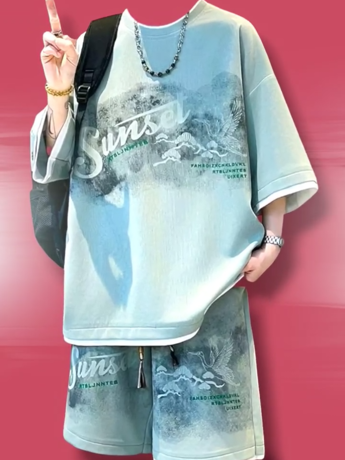 Setelan Set sunset pendek pria wanita #setelanpendek #setelankaospria #setelankaoswanita #fypviralシ 