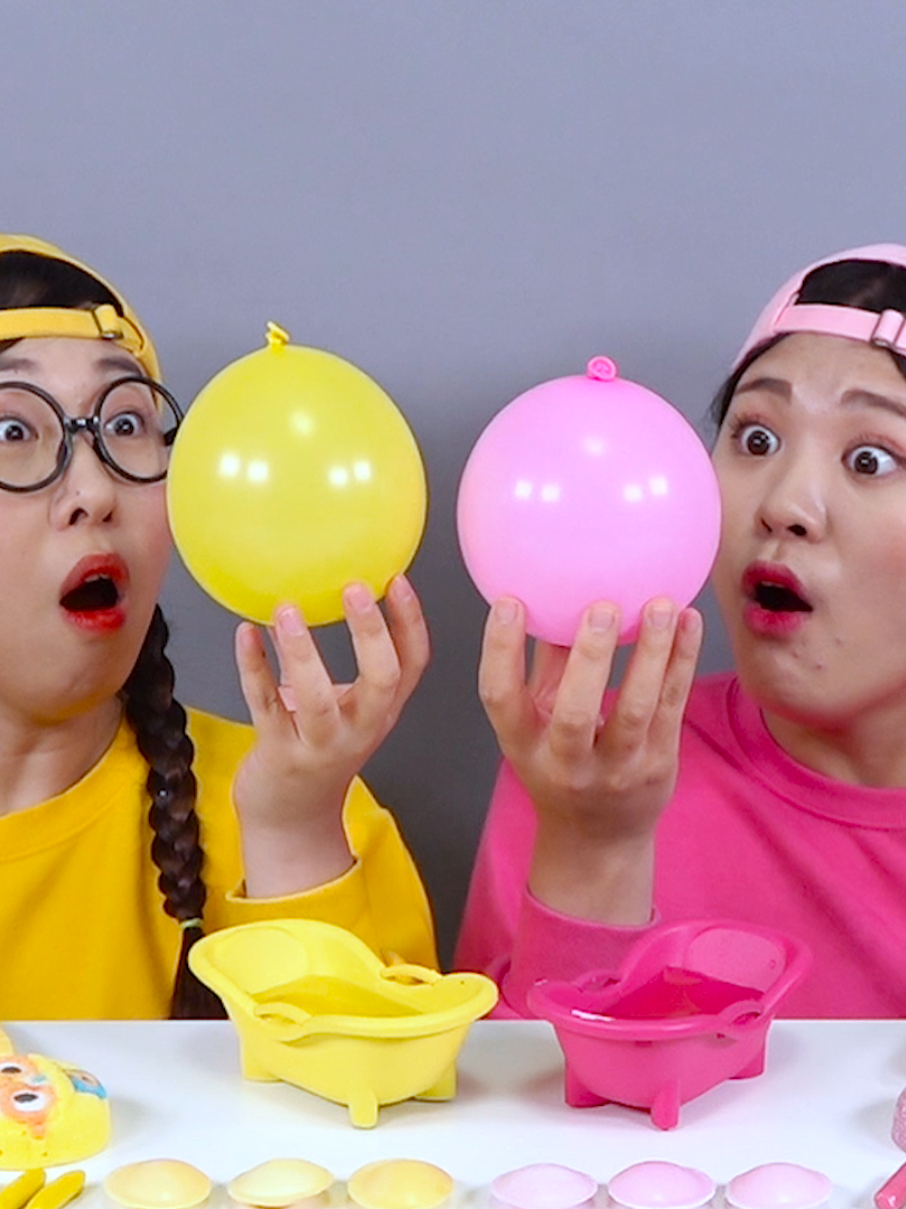 핑크색 노란색 음식 챌린지! #chocolate #colorfood #colour #challenge #DONA