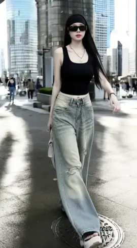 Quần Jeans Suông Nữ Lưng Cao Rách Gối Dài 104cn Tông màu Xanh Bụi Chất Jeans Mềm không giản. 5829 #quanjeannu #quannu #quanjeanrach #phoidoxinh #xuhuongtiktok 