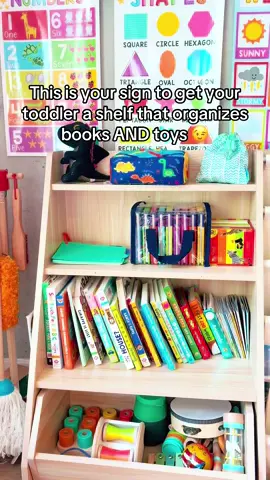 This bookshelf was worth every penny and I love how it looks in our small space.  #toddlersoftiktok #bookshelf #learningcorner #montessori #organizationhacks 