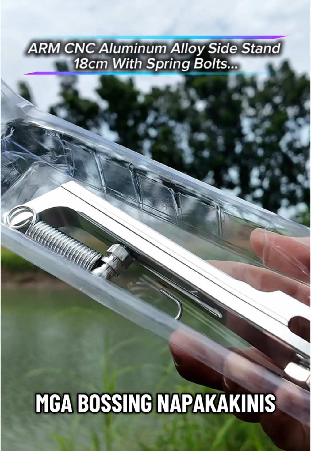 ARM CNC Aluminum Alloy Side Stand 18cm With Spring Bolts...💯#creatorsearchinsight #motorparts #streetbikeconceptproject🇹🇭 #fypシ゚ #trendingproducts 