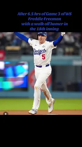 After 6.5 hrs of Game 3 of WS Freddie Freeman  with a walk off homer in  the 18th inning #dodgers #WorldSeries #freddiefreeman #baseball 