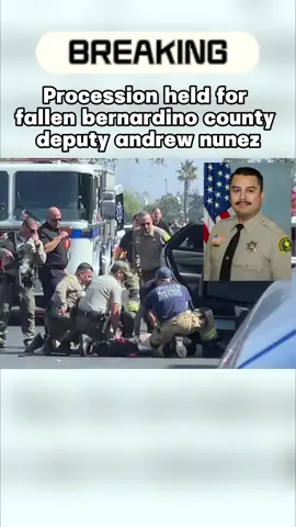 (10/27/25) A long procession of law enforcement officers gathered to transport Deputy Andrew Nunez's body from the hospital to the coroner's office. AIR7 video shows the incredible turnout from law enforcement agencies across the Inland Empire. Read more at the link. #procession #deputy #motorcyclechase #sanbernardinocounty