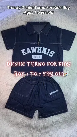 Trendy denim terno for boys. ages 1-5 yrs old soft, comfy, and stylish perfect for playtime or lakad with family. Affordable price, high quality, and  free shipping pa! #denimternoforkids #ternoforkidsboy #kidsboyootd #denimset #ternoforkids 