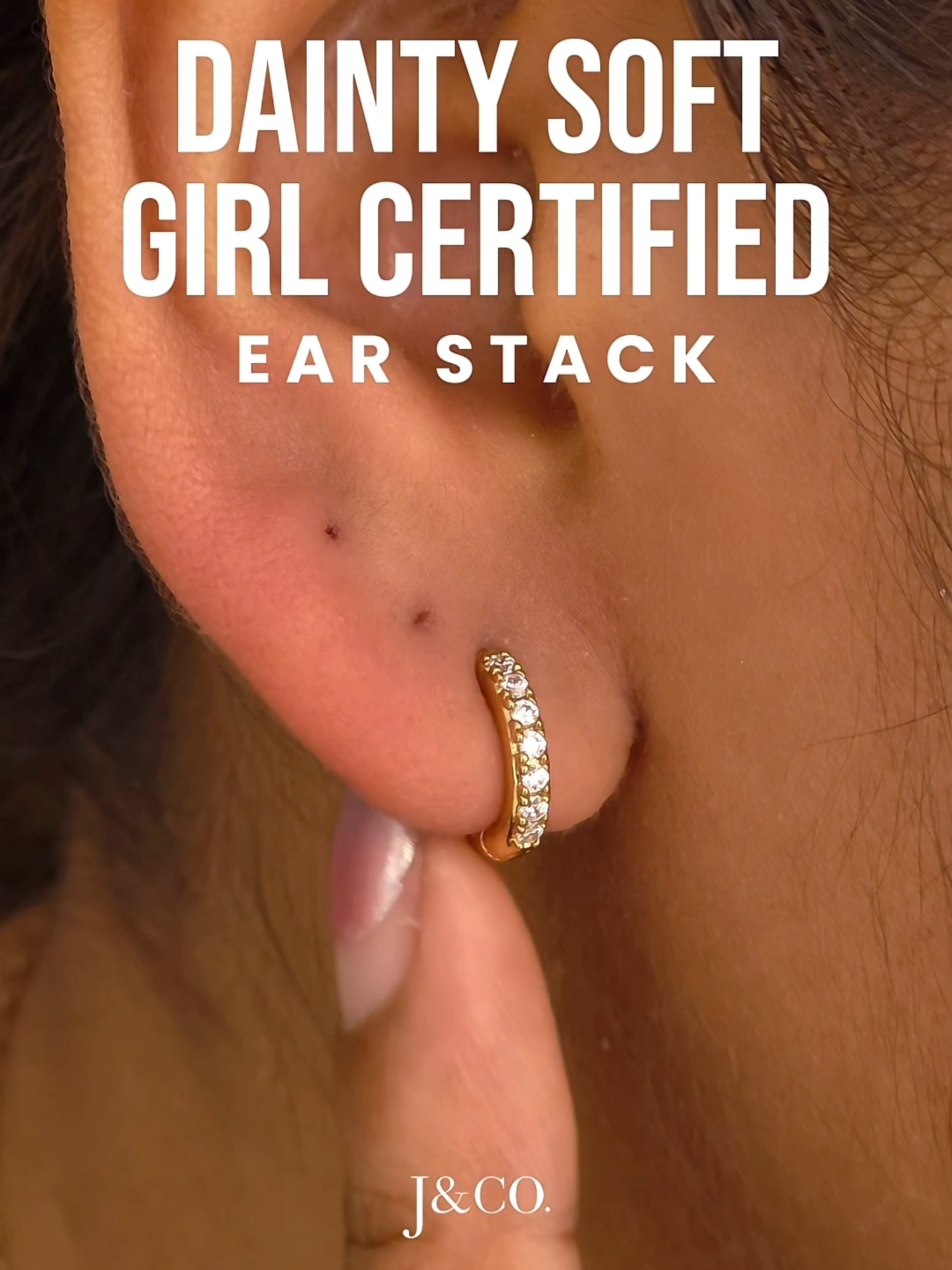 Golden, dainty, and oh-so-soft 💕 Meet the ultimate ear stack made for your soft-girl era 🌸✨ #jewellerytok #flatbackearrings #softgirlera #earstack #earstackinspo #piercing #earrings #jco #jewellery