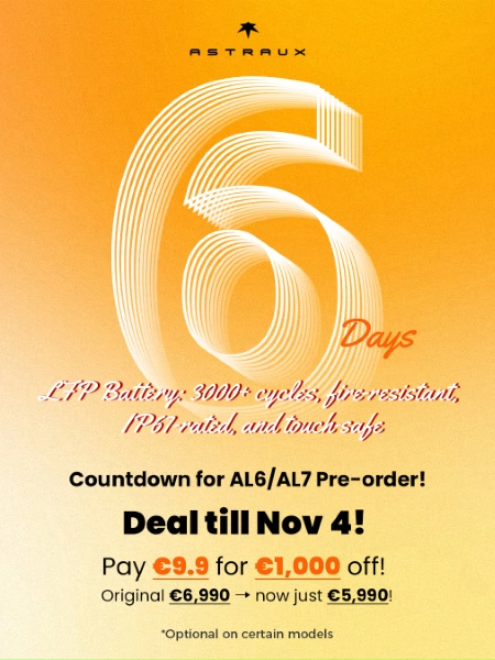 6 Days Countdown!   Pre-order deal till Nov 4→ https://astra-ux.com/products/al6-al7… : Pay €9.9 for €1,000 off! Original €6,990 → now just €5,990! 🤑📷  Our AL6/AL7: ​LFP Battery: 3000+ cycles, fire-resistant, IP67-rated, and touch-safe   #ASTRAUX #StreetChic #FashionMood #AIGlasses #SmartGlasses #SEV #AL6 #AL7 #TravelDiaries