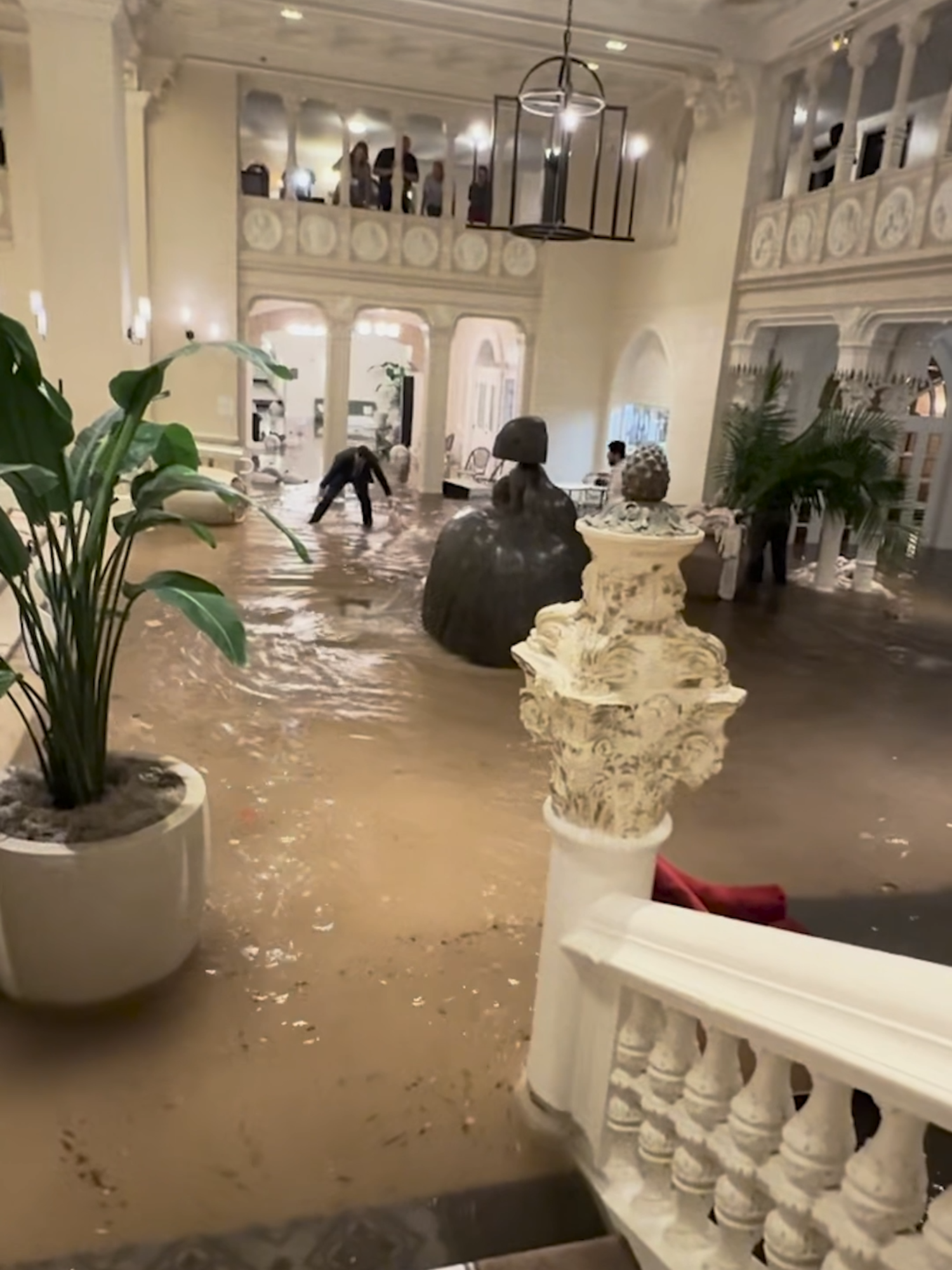 The lobby of a luxury hotel in Boca Raton, Florida is deluged by floodwaters, after intense rains that stalled over Central Florida unleashed rainfall comparable to what the region saw from a hurricane in 2022, according to experts. #abcnews #news #weather