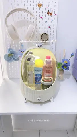 Selain jdi rapih, skincare kita jdi aman dari debu dong🤩 dan bentuk nya unik bentuk telur👀🥚 #rak #rakskincare #rakserbaguna #rakkosmetiktelur #rakkosmetik 