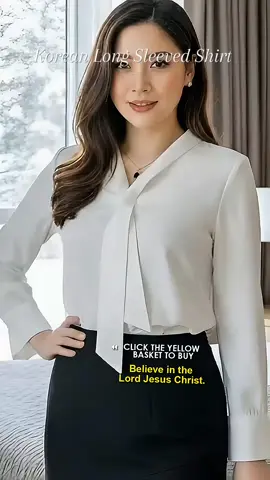 Korean Long Sleeved Shirt White Loose Tie Blouse Chiffon Casual Clean Girl Style Top  #longsleeve #shirtwhite #loosetie #blouse   #creatorsearchinsights 