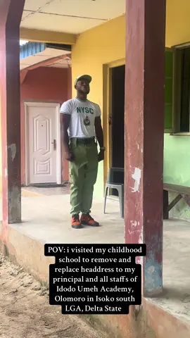 POV: i visited my childhood school to remove and replace headdress to my principal and all staffs of Idodo Umeh Academy, Olomoro in Isoko south LGA, Delta State   @INSIDENYSCEDO #nyscedostate #okadacamp #nysc2025 #nyscnigeria #nysc 