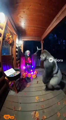 Got scared by Halloween decorations while sneaking candy#fyp#funnyanimals#opossum#halloween#usa