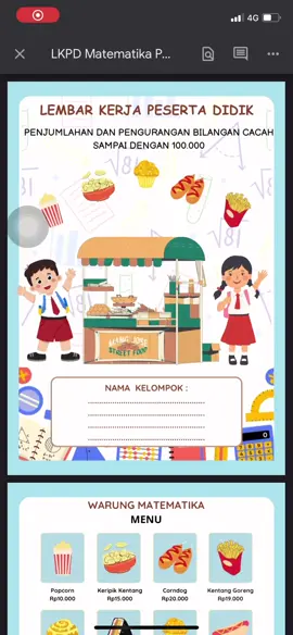 Lembar Kerja Murid Mata Pelajaran Matematika Topik Penjumlahan dan Pengurangan Bilangan Cacah Sampai 100.000 #fyp #guru #pembelajaranmendalam🚀 #lkpd #matematika 