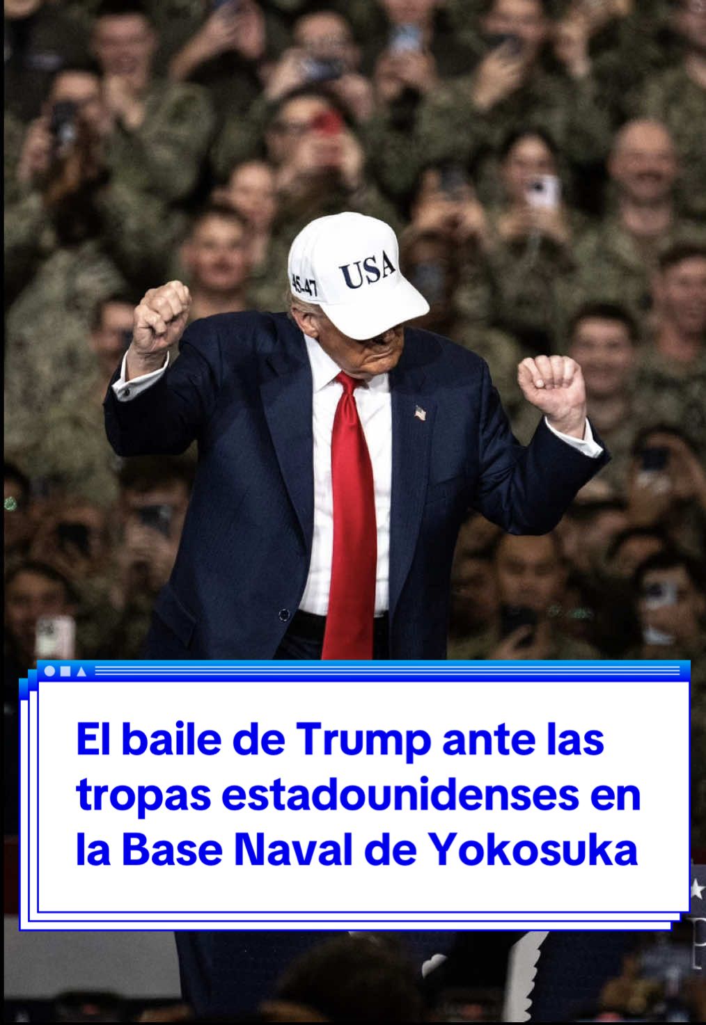 🕺🏻¡Donald Trump lo vuelve a hacer! 🪖 Tras dar un discurso, el presidente se arrancó a bailar la canción de ‘YMCA’ delante de las tropas estadounidenses a bordo del USS George Washington en la Base Naval de Yokosuka, en Tokio, Japón. 📰 El momento. #trump #donaldtrump #japon #yokosuka #tokio