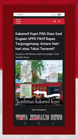 Kakanwil Kepri Pilih Diam Soal Dugaan SPPD Fiktif Bapas Tanjungpinang: Antara Hati-hati atau Takut Terseret?