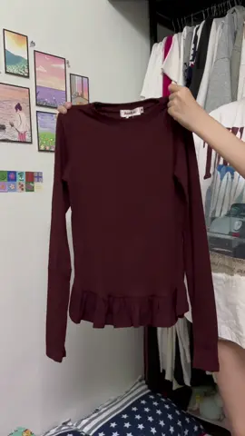 Áo Thun Dài Tay Nữ Ôm Body Phối viền bèo #moingaymotoutfit #outfitideas 