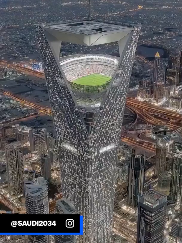 🇸🇦 🤯 La última marcianada desde Arabia Saudí: Un estadio ¡a 350 metros de altura! para su Mundial El NEOM Stadium, con 46.000 asientos, acogerá partidos de la Copa del Mundo que celebrará el país en 2034 #football #neomstadium #fifaworldcup #saudi #deportesentiktok