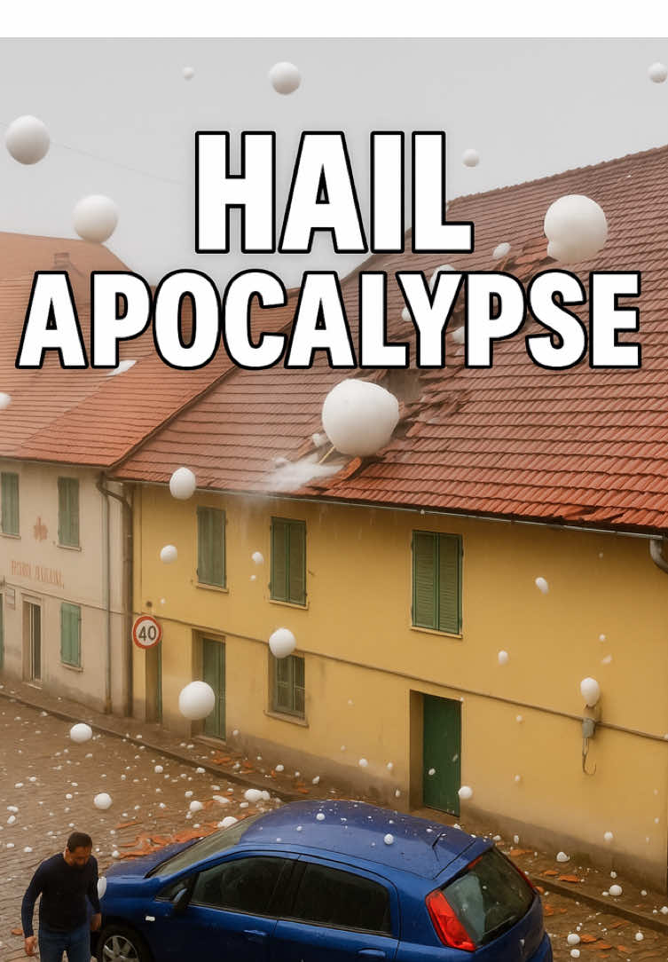 🌨️ Giant hail destroys roofs and cars. Unbelievable. 😱 #hail #storm #fyp #extremeweather #wtf