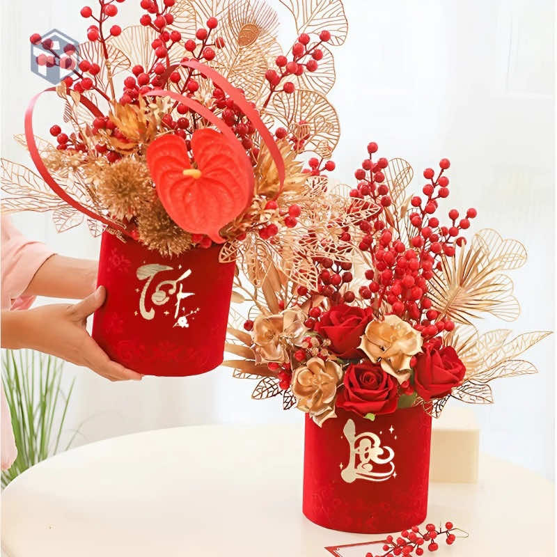 Hộp trụ nhung, màu đỏ - Cắm hoa, cắm cành đông đào,...rất phù hợp trưng vào dịp tết #trangtritet2026 #phukientrangtritet #tetbinhngo2026🧧🎆🧨 #khosiphukien #phukiengiasi 