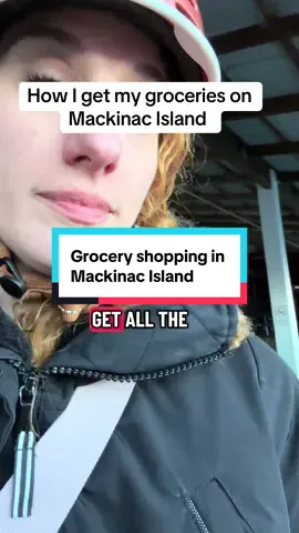 I just realized that guy has a disco ball in a bag 🤣 #mackinacisland #islandlife #groceries #mylife #dinner 