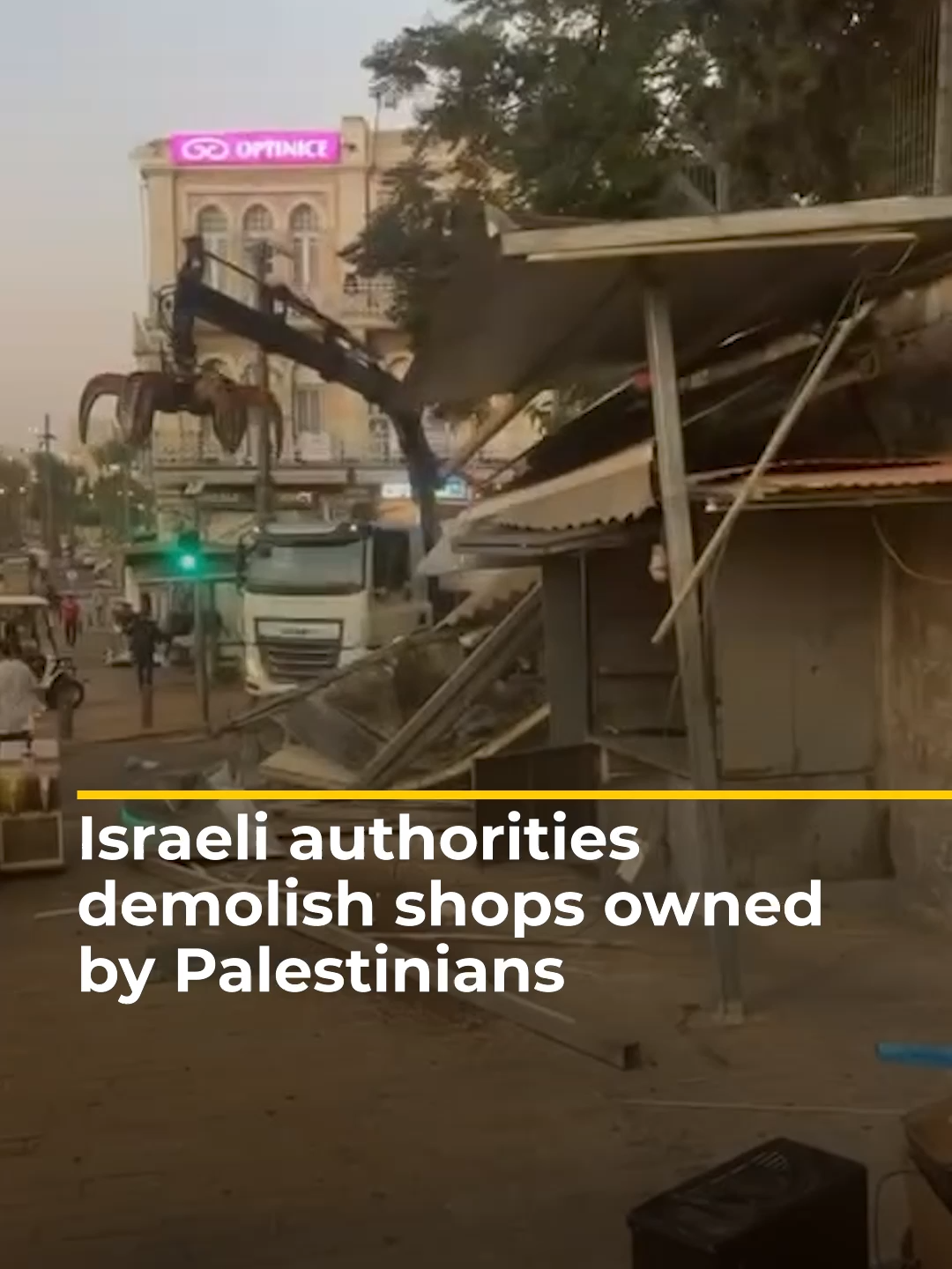 Videos show Israeli authorities demolishing multiple shops owned by Palestinians near Bab al-Amud in occupied East Jerusalem. #news