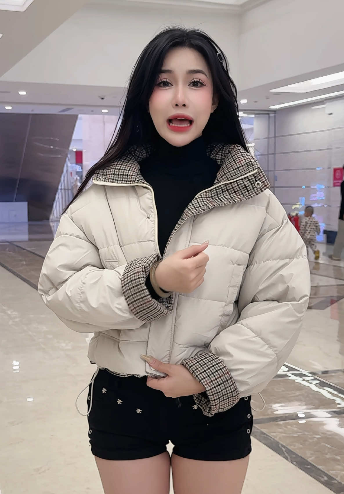 (DEAL MỞ BÁN) ÁO PHAO NỮ VẢI DA MỀM PHỐI KẺ CARO #xuhuong #lienkim2222 #aophao 