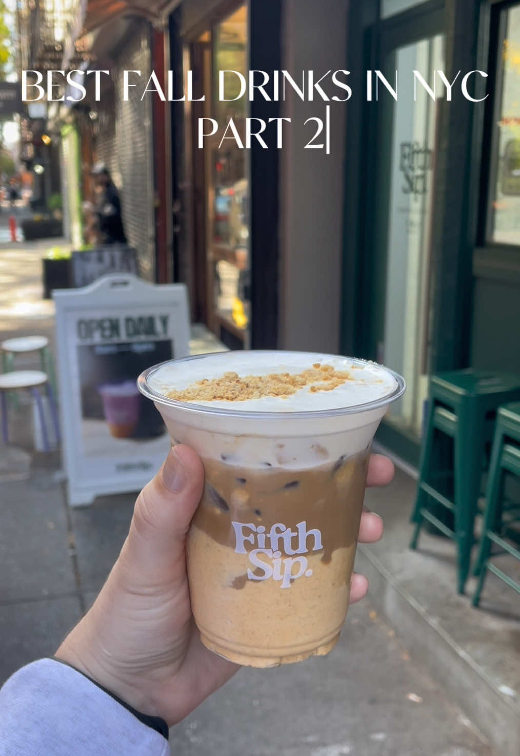 the homemade pumpkin puree was absolutely insane!! and a cheese foam on top? unheard of 📍Fifth Sip #nycfood #nyccoffee #nyccafe #fallcoffee #pumpkinspicelatte  