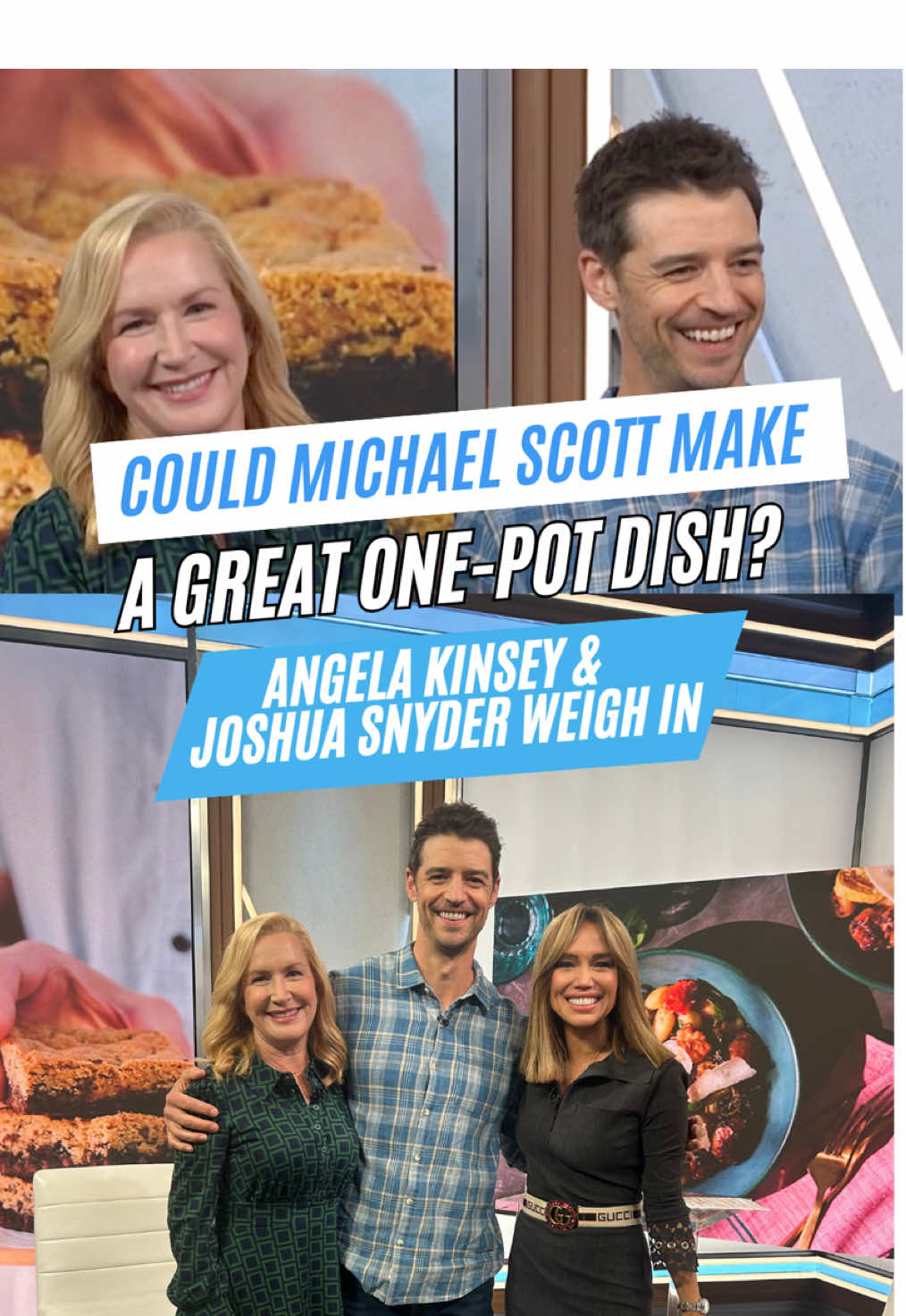 How do you think Michael Scott and Jan’s one-pot dish would turn out? 😂😂 Angela and Joshua’s new cookbook “You Can Make This!” is out now.  #NewYorkLiveTV #MichaelScott #TheOffice #AngelaKinsey #JoshuaSnyder