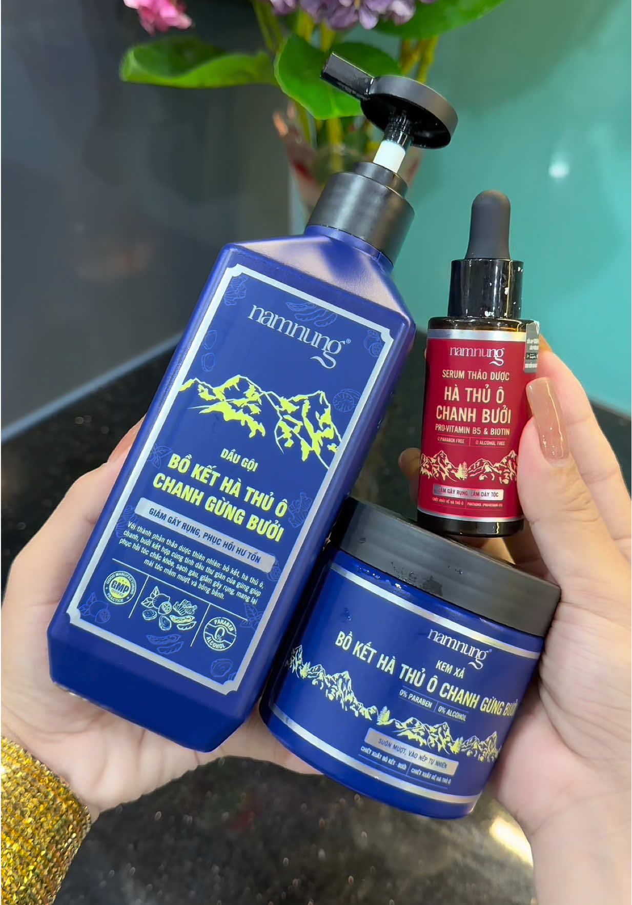 Combo dầu gội xả Serum bồ kết thảo dược NamNung #emkieutaphoa #serumthaoduoc #namnungchamsoctoc #daugoinamnung #daugoithaoduoc 