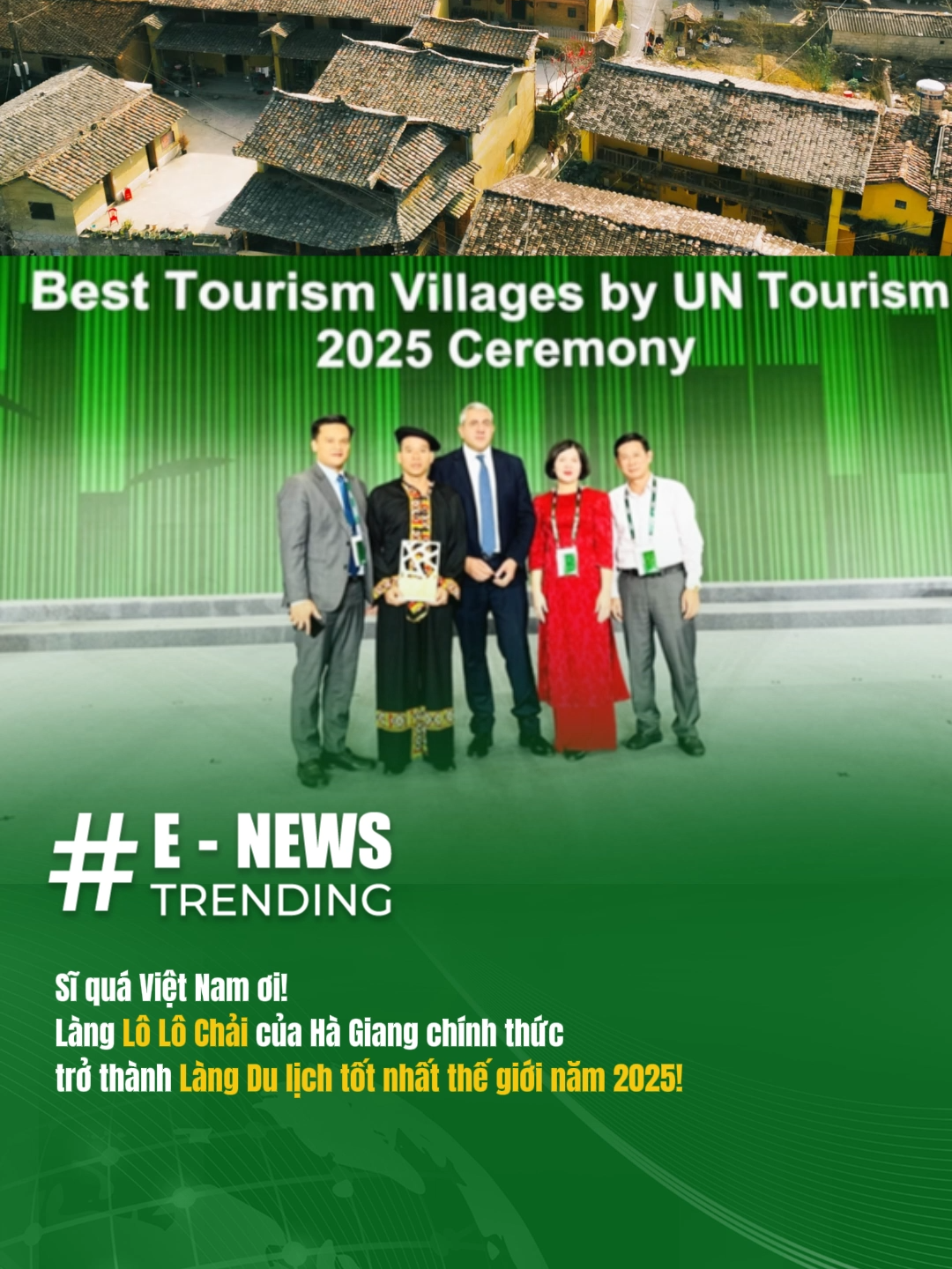 Sĩ quá Việt Nam ơi! Làng Lô Lô Chải của Hà Giang chính thức vượt qua hơn 270 đối thủ trên toàn thế giới để trở thành Làng Du lịch tốt nhất thế giới năm 2025! #enewstrending #viral #tuhaovietnam #hagiang #lolochaihagiang