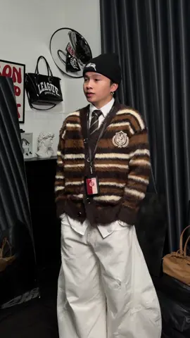 Ao Cardigan Len Lông Cáo Oversize Nam Nữ - Cardigan 