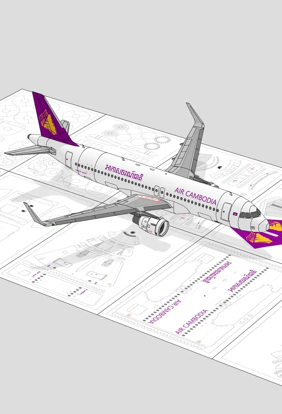 អាកាសចរណ៍ជាតិ A320 and ATR72-600 Air Cambodia  #a320 #atr72 #aviation #papercraft #cambodia 