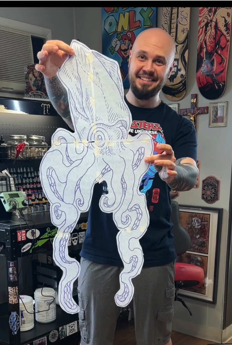 Tattoo stencil application is one of the most important parts of the tattooing process. On some tattoos the stencil application is the most challenging part. Getting the stencil paper to go around the body and not crinkle up is always a battle. Once it’s on… smooth sailing :)