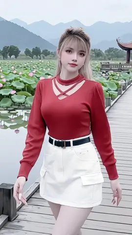 Áo thun tăm cổ V cách điệu phong cách Hàn Quốc