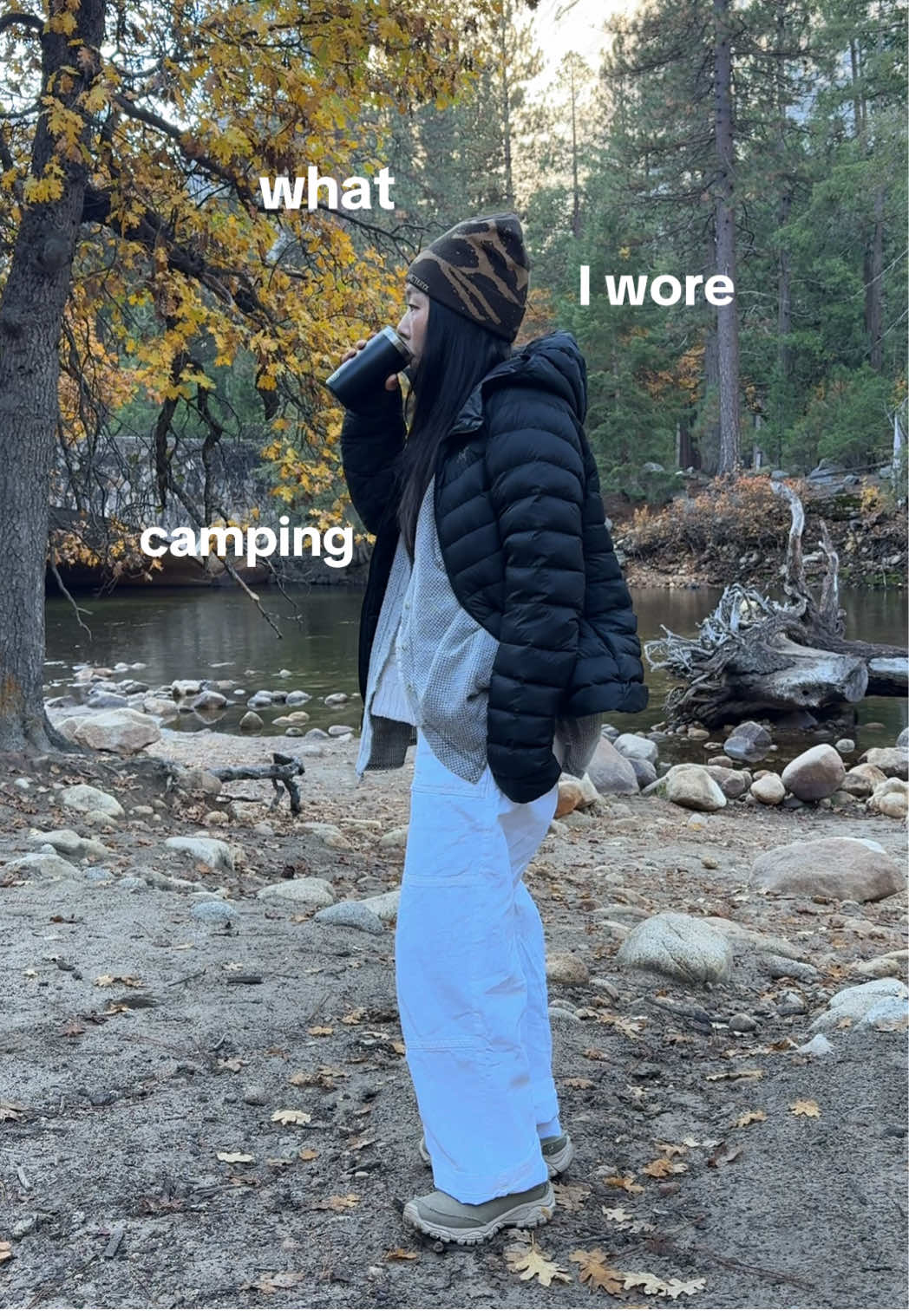 Yosemite was cold this weekend and fall was falling 🤎🤎 if you’ve been considering camping in Yosemite, now is seriously the prettiest time!!!! Love being able to layer and cozy up through colder camping seasons 🥰. #getoutside #granolagirl #whatiwore #camping #outfitinspo @Arc’teryx @REI @merrell @Gap 
