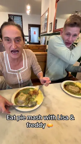 Lisa and @Freddy Brazier go  Manzes Pie mash shop 😂#foryou #FoodTok #pie #lisa #fyp @Manzes Pie&Mash 