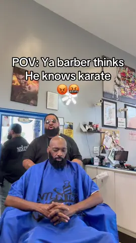 When ya Barber think he knows KARATE🙄 #barbershop #karate #barber #skit 