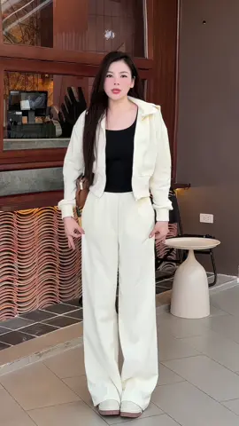 Set Thể Thao Nữ QC màu BE KEM, Bộ nỉ thu đông,#boni #bothudong #sweater #bothethao #aokhoacnu 