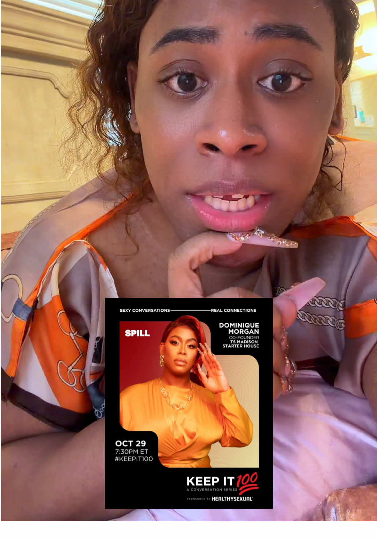 Tomorrow night 10/29, Tap into the next edition of our conversation series Keep It 100 - for people who are serious about sex. From the risqué to the raw, join @thedominiquemorgan + @iamnijai as we talk keys to a healthy sexual life. Wednesday, October 29 @ 7:30p ET Tea Party sponsored by Healthysexual Download @SPILL to join the conversation: spill.com/download #sexualhealth #education 