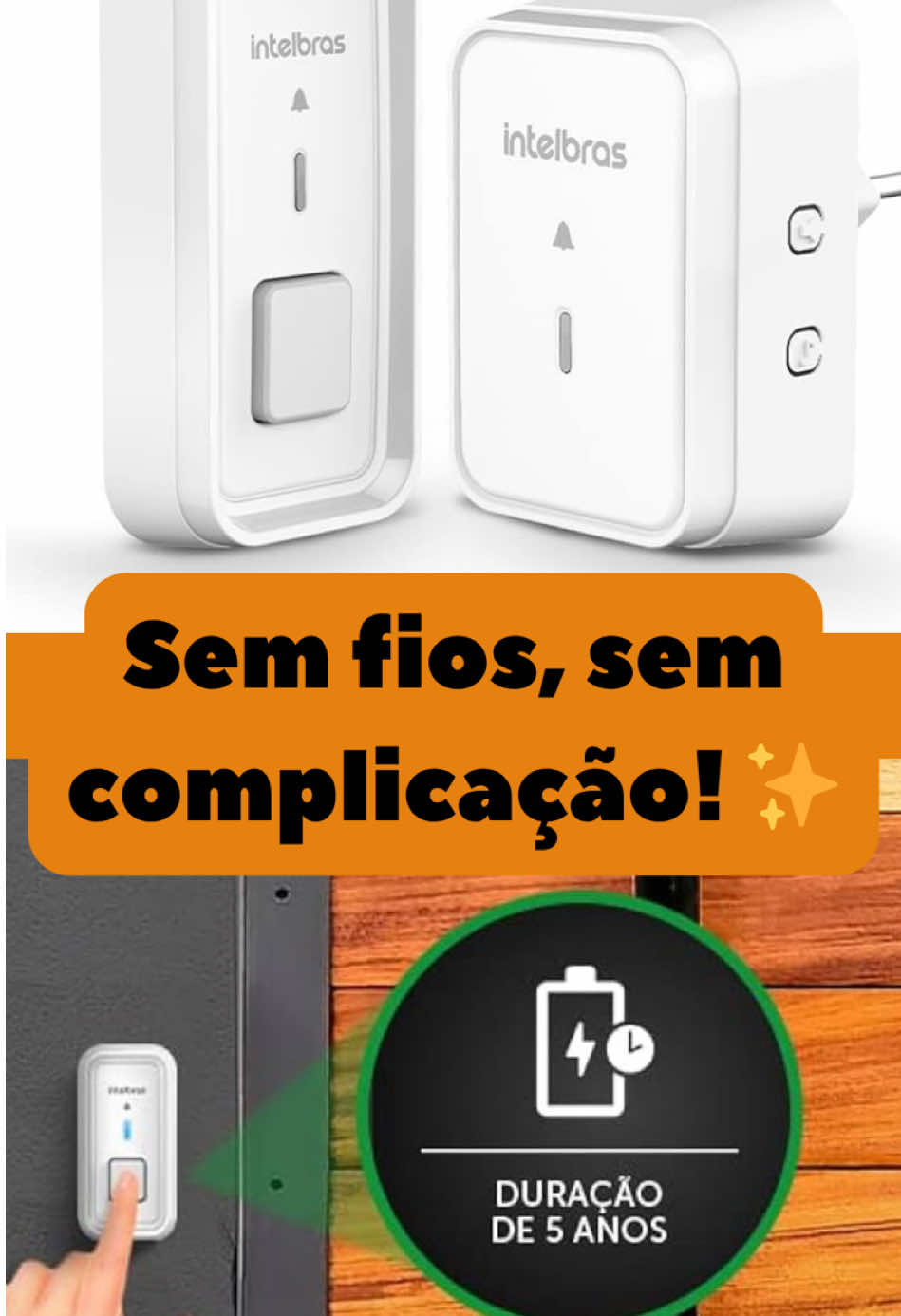 Campainha sem fio Intelbras 🚪 Praticidade, design moderno e sem fiação!  👉🏻Link na bio #casainteligente  #decoration #praticidade 