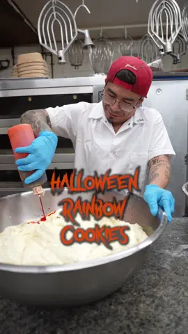 Stop by Fortunato Brother’s this week to get your spooky-sweet fix before our Halloween Rainbow Cookies disappear! 🧡💜🖤  #halloween #rainbowcookies 