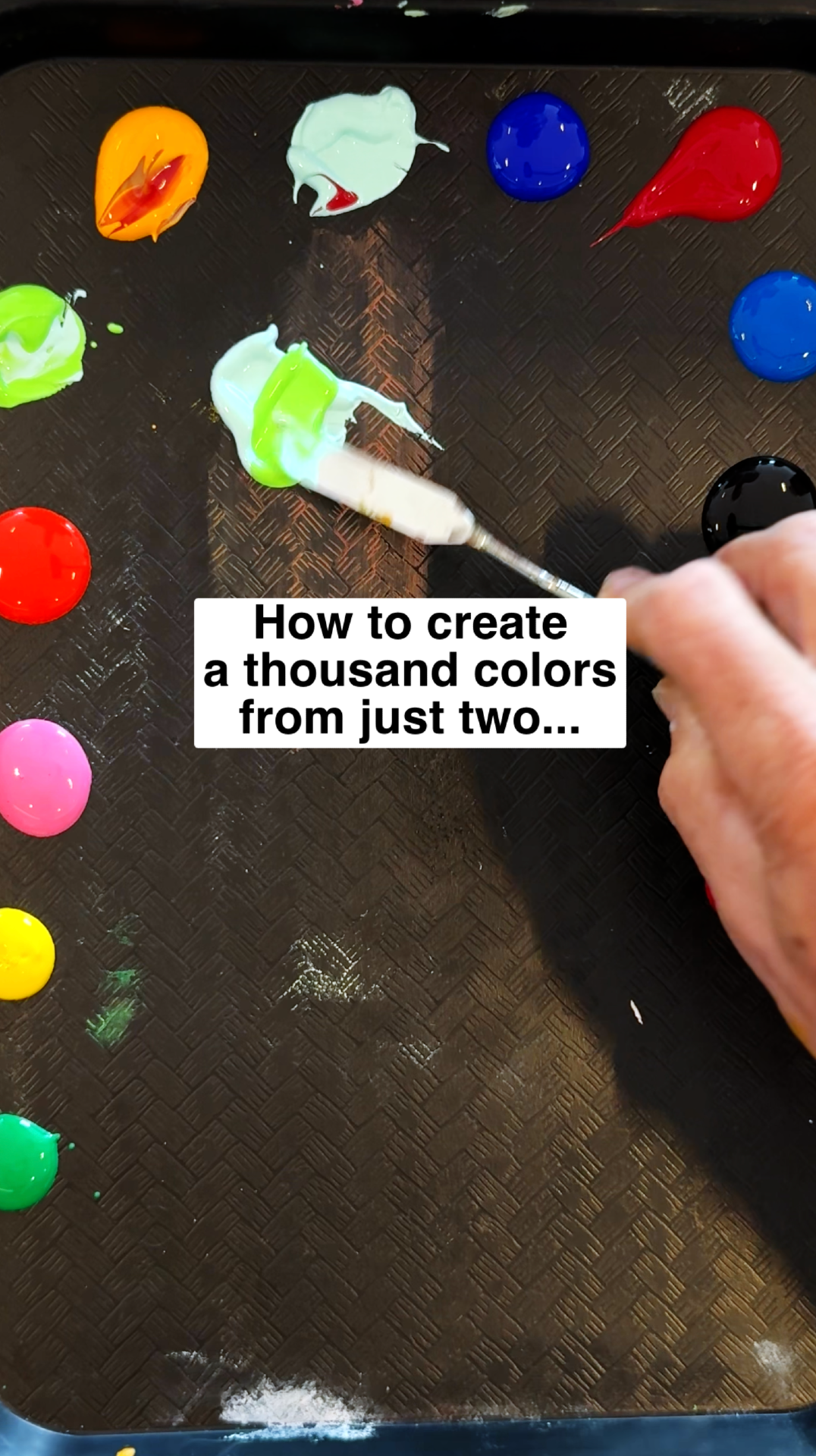 If your paint mixing feels a little meh, try this. Most people mix one or two colors in a tiny pile — and then wonder why everything looks the same. Instead, let your mix travel. Let it wander across your palette, picking up new colors as it goes. You’ll discover hundreds of new shades from a single mix. When you stop controlling and start exploring, color mixing becomes color discovery. What new colors will you find? Tell us in the comments!